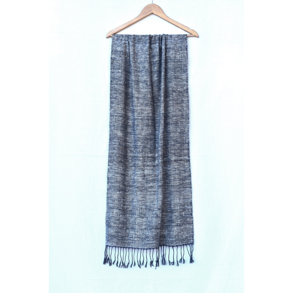 Silk Wool Stole (Blue, black & undyed)